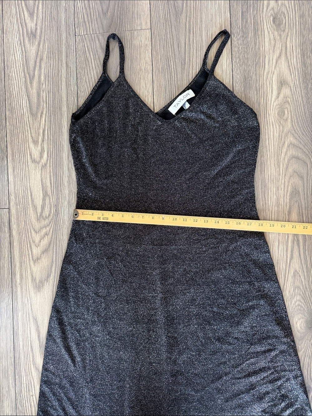 TAYLOR Black Metallic Shimmer Maxi Slip Dress XL Y2K Evening Party - Picture 8 of 14